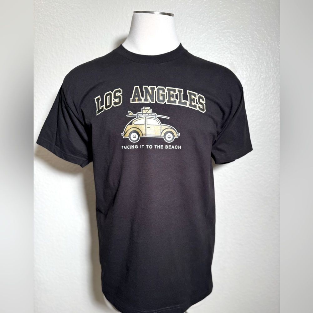 LOS ANGELES TAKING IT TO THE BEACH BLACK T SHIRT  100% cotton UNISEX